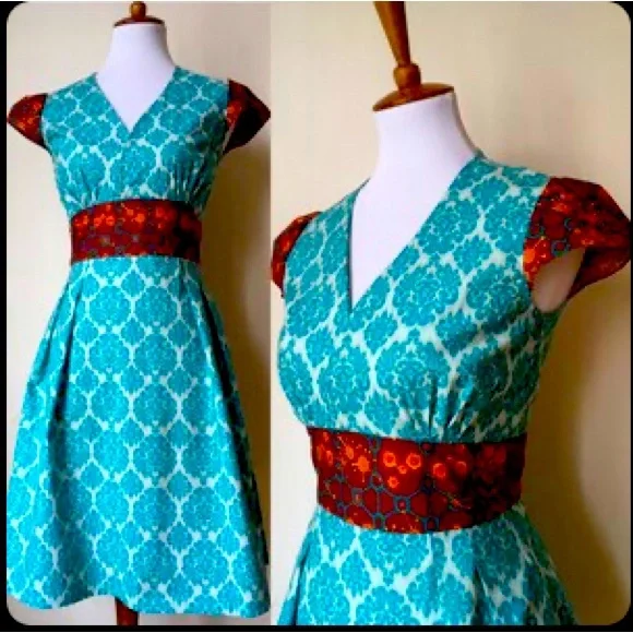 Glamcloud dress. Teal and red science dress. Size medium - Picture 1 of 5